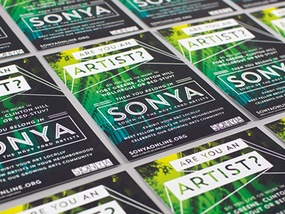 SONYA Postcards 2014 artists bedford stuyvesant brooklyn clinton hill fort greene gradient new york city nonprofit postcard sonya trend typography