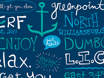 Hand lettering project - Sneak v1 anchor blue hand lettering nyc typography