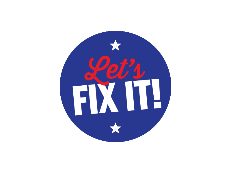 Let's Fix It Buttons blue buttons circle distressed patriotic red veneer