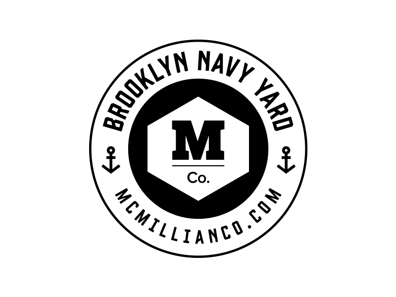Brooklyn Navy Yard / MCo. Crest anchor arrow badge black and white brooklyn circle crest logo navy yard self promo