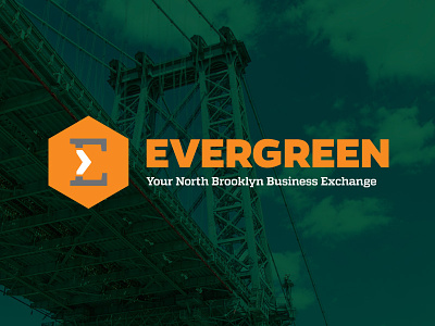 Evergreen Alternate Logo Usage badge brooklyn e evergreen identity logo orange slab serif williamsburg bridge