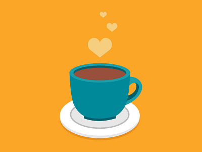 Coffee Mug Illustration cafe coffee food hearts illustration love mug saucer shadows tea vector