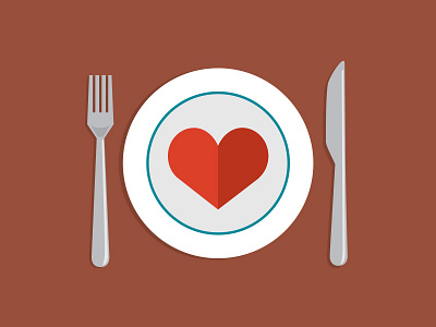 Dining Illustration dining dinner fork heart illustration knife love plate silverware vector