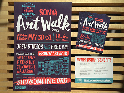 SONYA Art Walk Poster and Postcard art walk branding brooklyn event branding hand lettering lettering postcard poster type typography