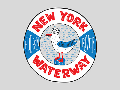 New York Waterway Seagull Crest crest hand lettering hudson river illustration lettering life preserver nautical new york waterway seagull summer