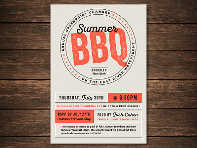 Summer BBQ Invitation bbq brooklyn distressed invitation invite orange summer texture
