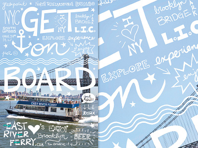 East River Ferry - Full Page Ad ad anchor beer doodle ferry hand lettering heart illustration typography