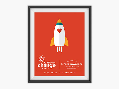 JUMPstartChange Award graphic design heart illustration non profit nyc print red rocket typography