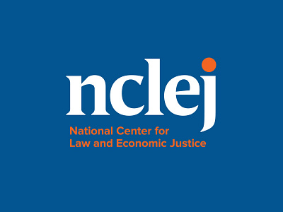 NCLEJ Final Logo blue identity logo orange serif typography