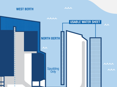 DockNYC Map boat docking illustrator map ocean ships water waves