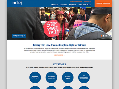 National Center For Law & Economic Justice Website clean colorful design rebrand redesign rethink visual website wordpress