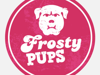 Frosty Pups Logo branding bulldog distressed type logo pink sticker