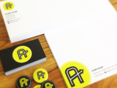 Atlantic Ave BID Stationery a arrow branding business card letterhead logo stationery typography