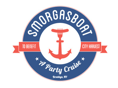 Smorgasboat Logo Alt anchor blue branding circle crest hot dog logo nautical red typography