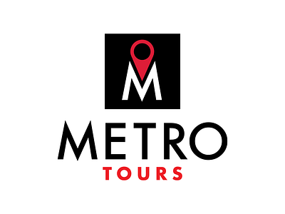 Metro Tours black branding futura identity logo nyc red