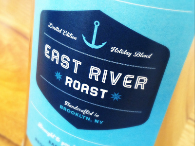 East River Roast Holiday Gift anchor coffee east river east river ferry holiday label nyc packaging typography