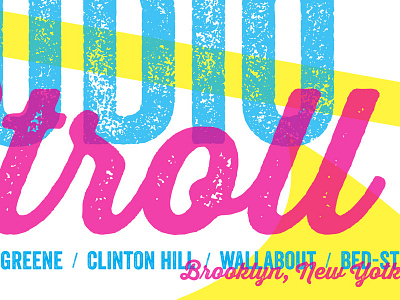 14th Annual SONYA Studio Stroll blue distressed type pink poster typography yellow