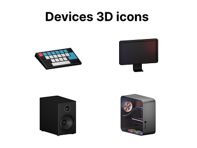 3D Electronic devices icons 3d branding design graphic design icons illustration keyboard logo moniter motion graphics mouse pc speaker ui