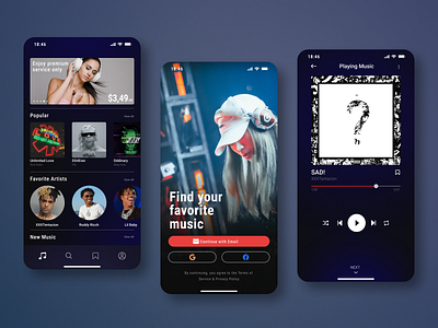 Music App / Design 2022 design figma mobile music night ui ux web веб дизайн дизайн мобильное приложение музыка