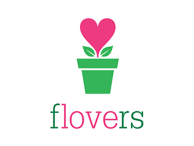 Name & Logo, for flower shop ecology flowers fresh green heart leaf love pink pot