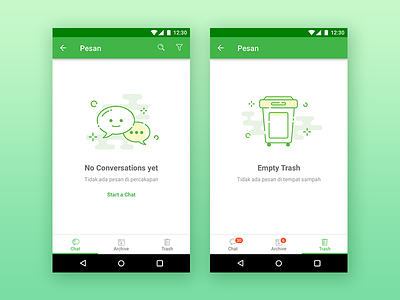 Tokopedia - Topchat - empty state 01 android app chat chat app empty state flat design fun illustration material design mobile app mobile design ui