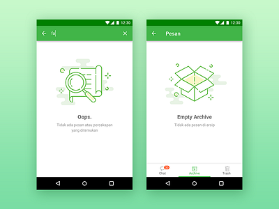 Tokopedia - Topchat - empty state 02 android app archive chat empty state flat design illustration material design mobile app mobile design search ui