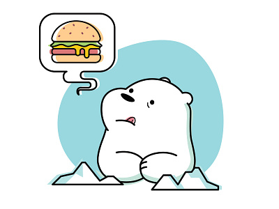 Ice Bear likes burger bear blue burger cheeseburger fastfood flat ice illustration vector webarebears winter