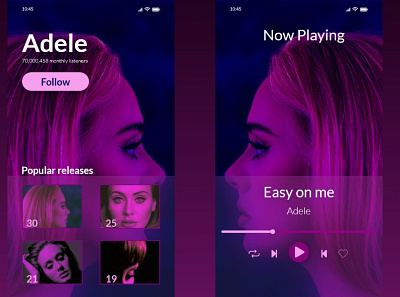 Music Player adele adobe adobe xd app design figma graphic design music music player player ui uiux ux