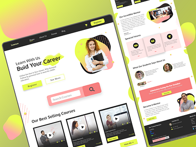 Online course landing page app branding design graphic design illustration typography ui vector