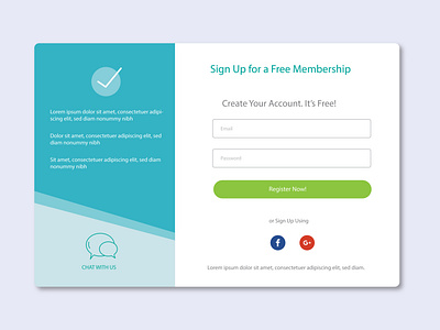 Sign up interface