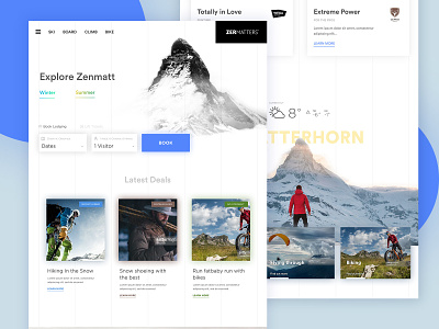 zermatt - homepage book mountain ski ui ux web design