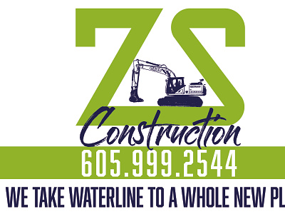ZS Construction Logo & Large Format Sign branding design logo