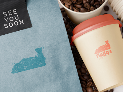 Fluffy's Coffee branding design illustration logo typography vector