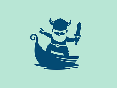 The Brave Viking adobe illustrator boat branding character flat illustration logo maritime mascot minimal modern negative space sword travel vector viking water young