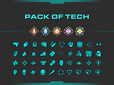 Pack of Tech cyberpunk flat gaming graphic design icon illustration military minimal modern technology technology icons ui ux vector