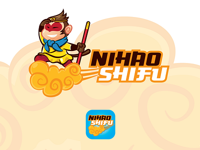 Nihao Shifu character clean cloud fly fun goku logo mascot monkey young