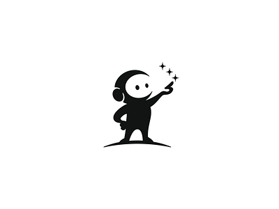 Spaceman and Orion's belt astronaut branding character cosmos flat illustration logo mascot minimal negative space logo space stars technology vector young