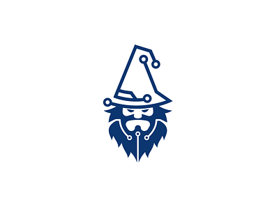 Wizard Hacker character circuits flat gaming hacker internet logo magic mascot minimal modern software technology unconventional vector wizard