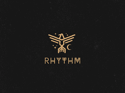 Rhythm Eagle artisan bird logo design hand drawn handmade logo minimal moon organic rustic sleep vector