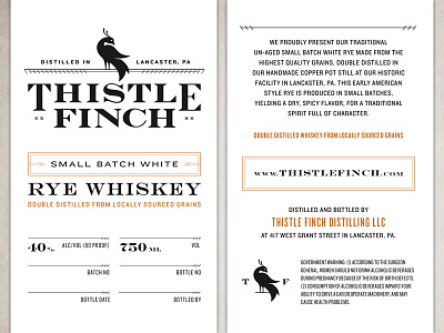 Thistle Finch Distillery Whiskey Labels