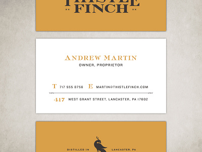 Unused Thistle Finch Distillery Card branding business card identity whiskey