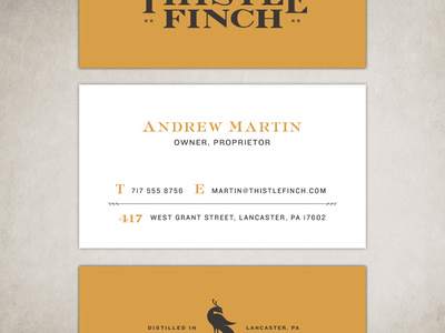 Unused Thistle Finch Distillery Card