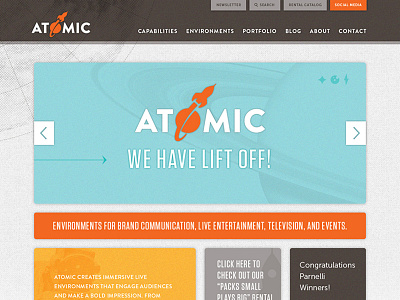 Atomic Homepage branding icon logo rocket space ux web website