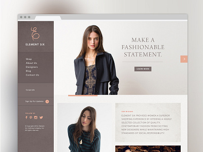 Element Six Homepage branding fashion responsive web web design