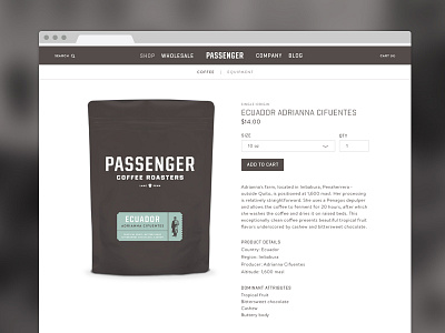 Passenger Coffee Product Profile branding coffee ecommerce industrial roaster web website