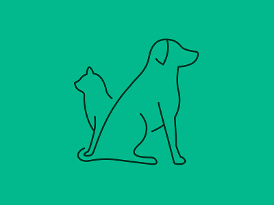 CatDog animal cat dog icon illustration line logo minimal pet pets
