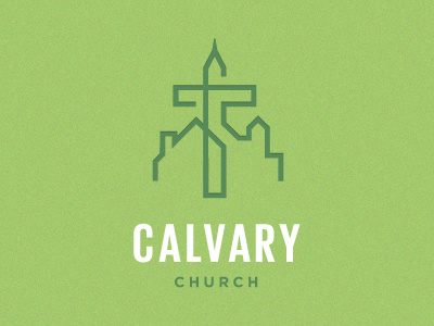 Calvary Church Logo 01 branding calvary church city clean condensed cross dark green green icon logo minimal typography urban