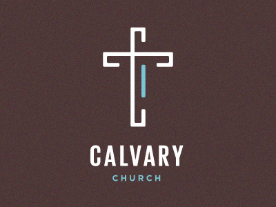 Calvary Church Logo 02 blue branding brown calvary church city clean condensed cross icon logo minimal typography urban