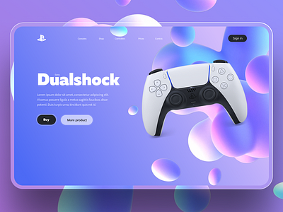 Concept Dualshock website design (neomorphism style)