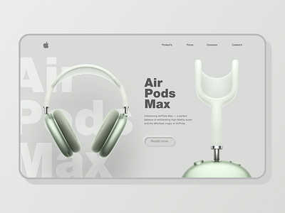 Concept Air Pods Max website neomorphism style air pods design neomorphism product ui ux неоморфизм